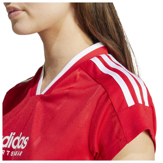 Adidas Γυναικεία κοντομάνικη μπλούζα Tiro Cut 3-Stripes Cropped Jersey Tee